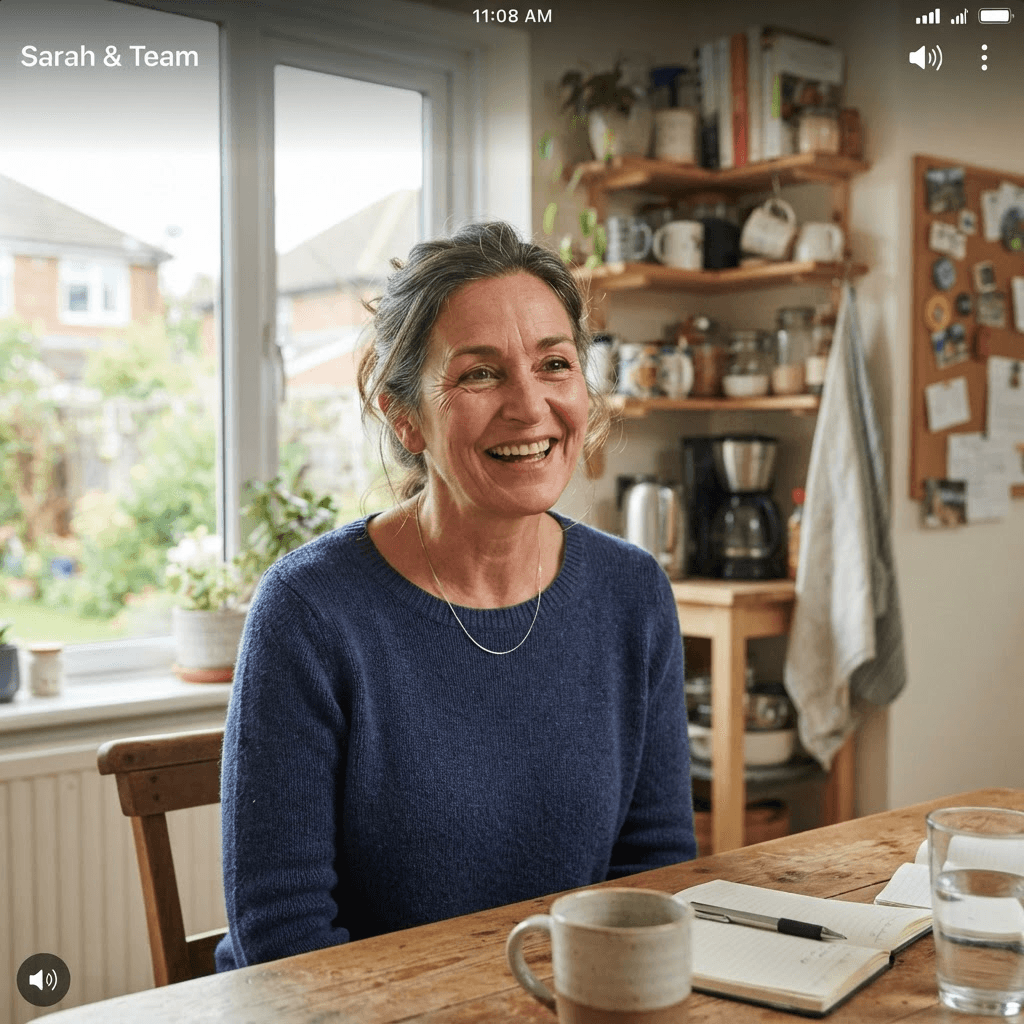Homeowner sharing her story from her kitchen