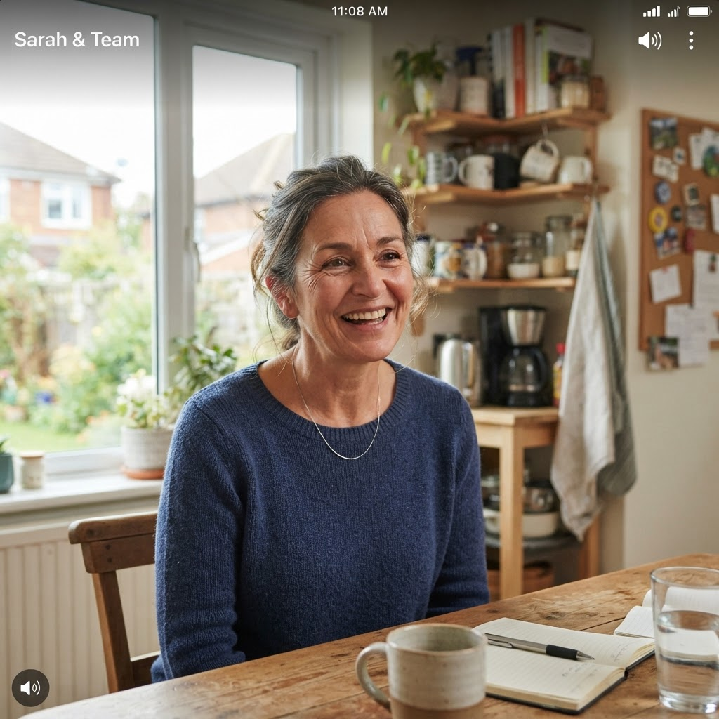 Homeowner sharing her story from her kitchen